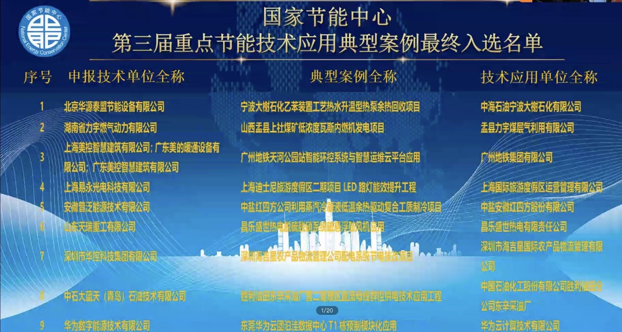 华源泰盟应邀出席国家节能中心第三届重点节能技术应用典型案例首场发布推介服务活动